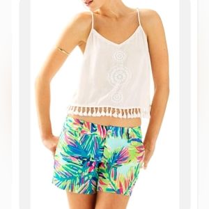 Lilly Pulitzer Callahan Pink Blue Palm Print Shorts Womens Size 0